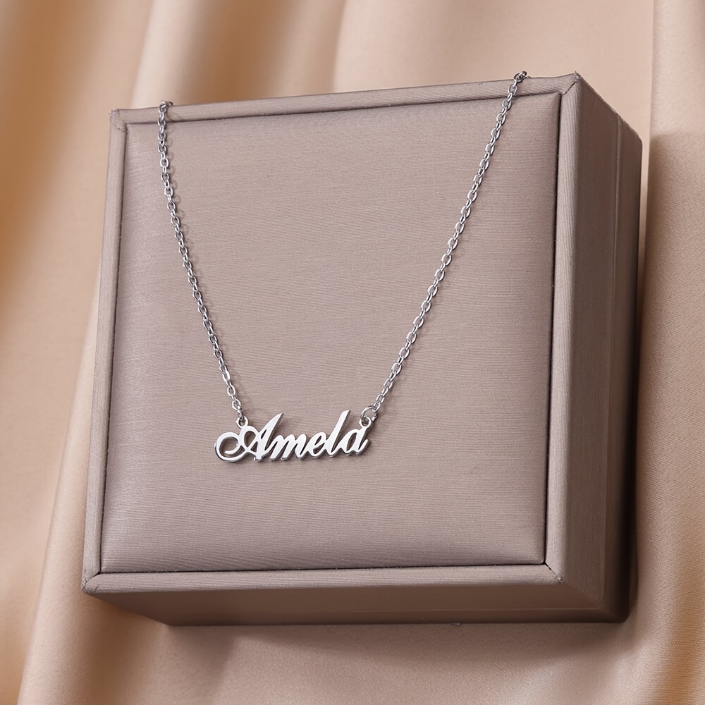 personalized name plaque necklace custom name pendant Temu