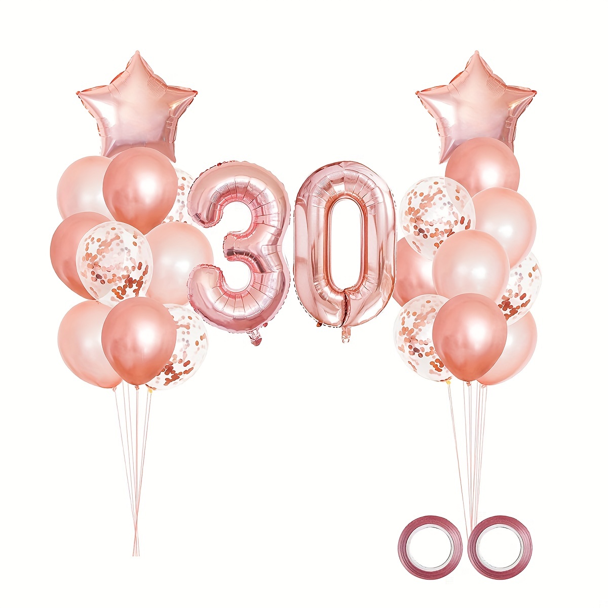 Decoraciones de cumpleaños número 30 para mujer, globos de feliz cumpleaños  rosa y blanco, suministros de fiesta de cumpleaños 30 para su novia
