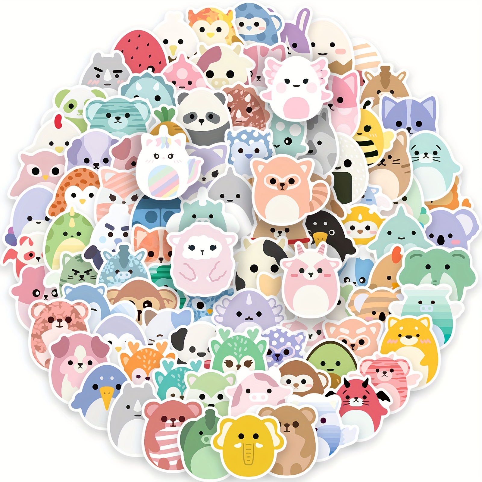 100Pcs Cute Animal Stickers,Vinyl Waterproof Stickers for  Laptop,Bumper,Skateboard,Water Bottles,Computer,Phone, Cute Animal Stickers  for Kids Teens