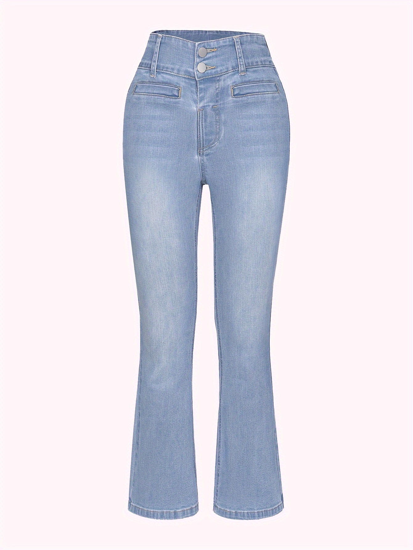 Street Style Girls Light Blue Skinny Jeans Pocket - Temu United