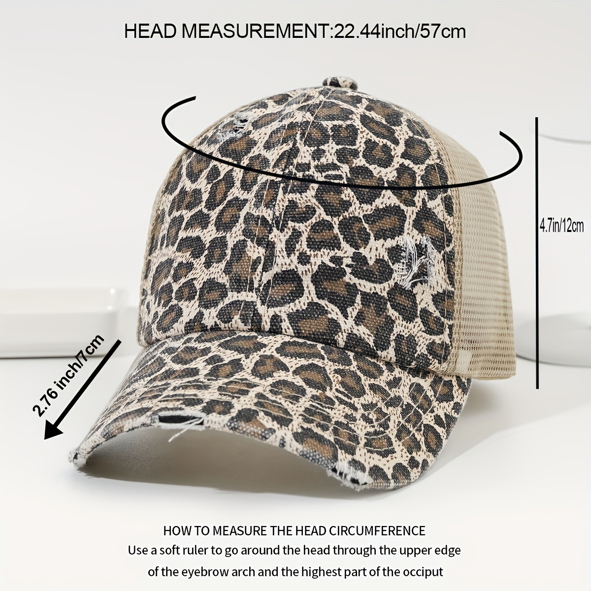 Leopard Print Ponytail Baseball Cap Mesh Trucker Hat