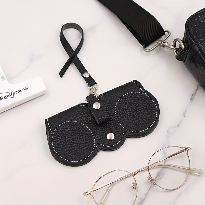 Cute Hanging Glasses Pouch Case Pu Leather Glasses Storage Bag Portable  Travel Eyewear Holder Litchi Embossed Glasses Cover - Temu