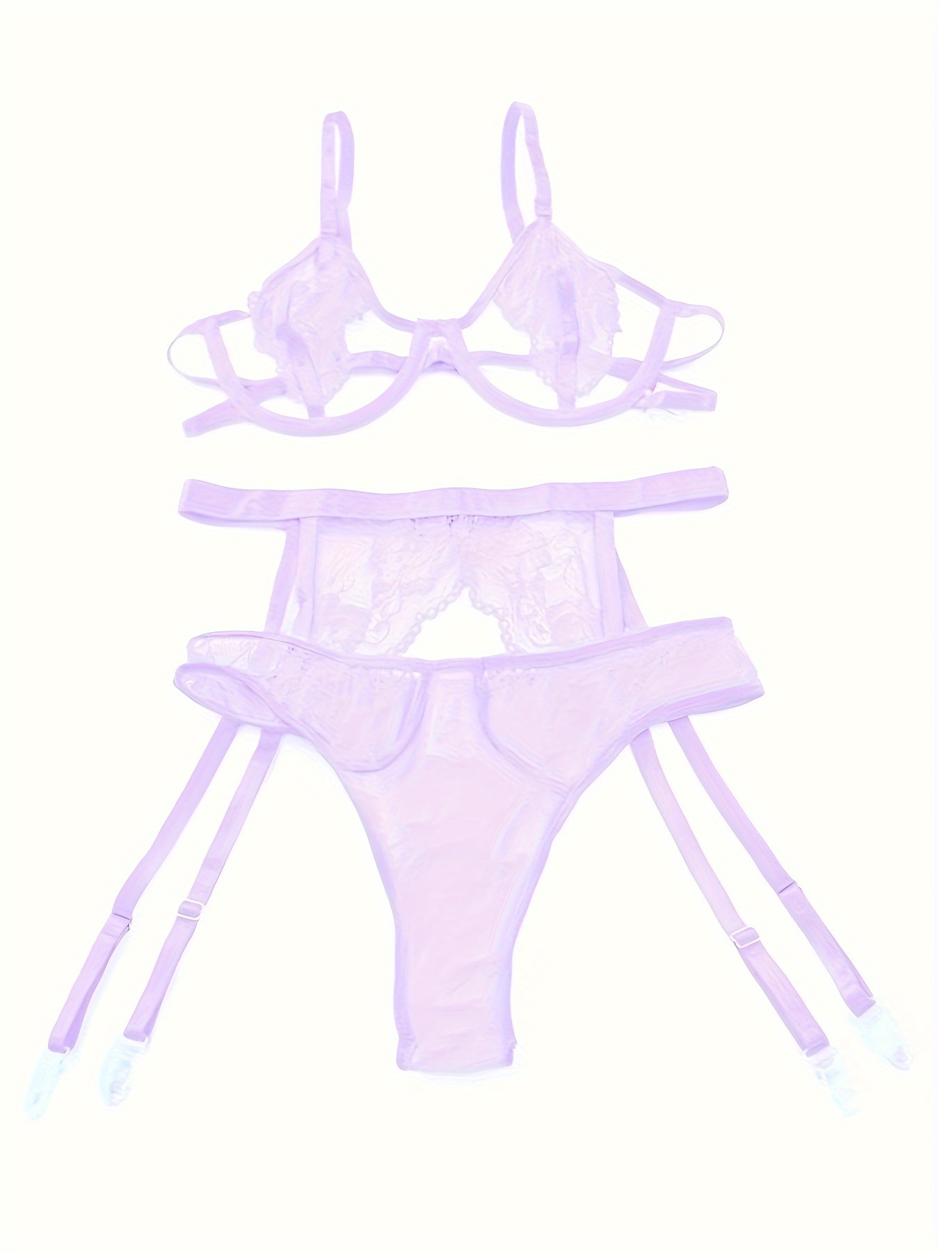 Lingerie Set Pastel Lilac Color on White Background Stock Image - Image of  private, lavender: 104770379