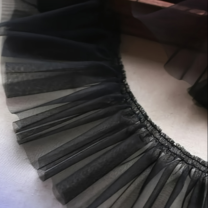 TEMU 1 de Tulle de 15Cm de Ancho con Encaje de Volantes Plisados 3D para Bordes, Tela para Vestidos de Baile y Boda, Suministros y Materiales para