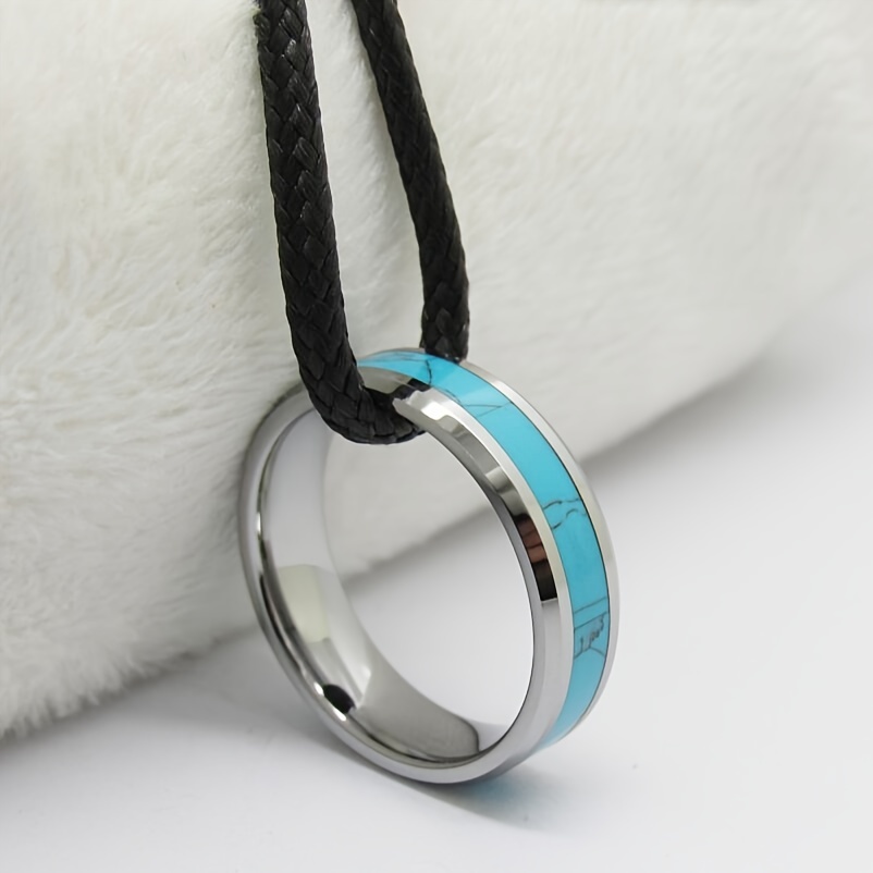 Men's Hip Hop Inlaid Turquoise Stainless Steel Ring