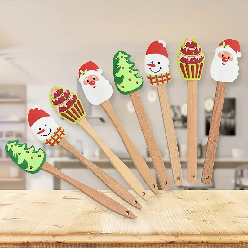 Silicone Cream Spatula, Christmas Tree Cream Spatula, Santa Claus Spatula,  Snowman Cake Mixing Batter Scraper With Wooden Handle For Kitchen Baking  Tools, Kitchen Stuff - Temu