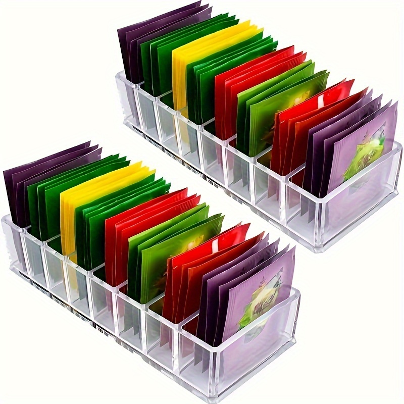 mDesign Organizador apilable de plástico para despensa de cocina con 3  cajones para gabinete, encimera, capacidad para café, té, paquetes de  azúcar