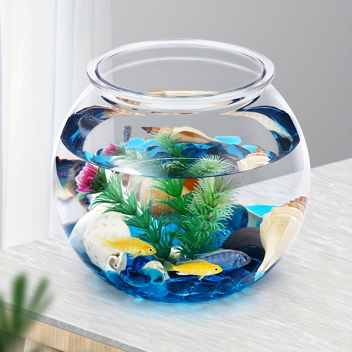 Clear Plastic Goldfish Bowl For Desk Or Bookshelf - Stylish Home Aquarium  Decoration