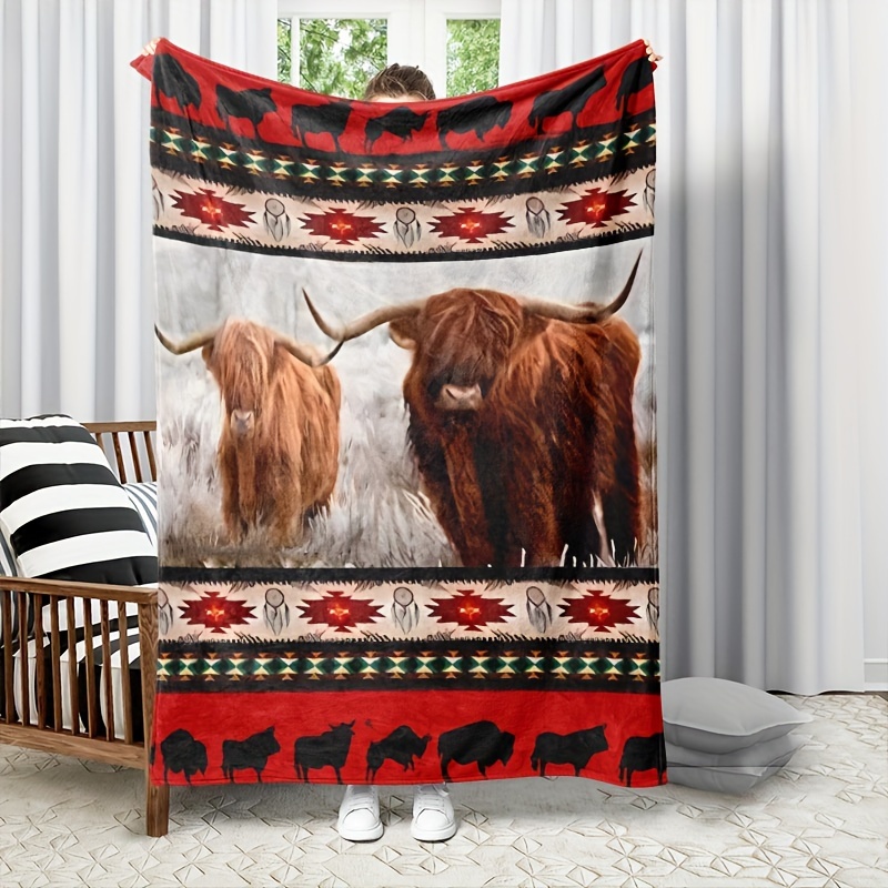 Cow Print Blanket Highland Cow Decorative Gift Cow Gift For - Temu