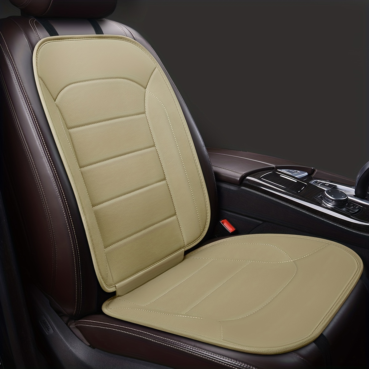 Luxury Car Seat Cover Beige Universal PU Leather Car Seat Covers Vehicle  Seat Cushion Protector Pad Auto Interior Accessories