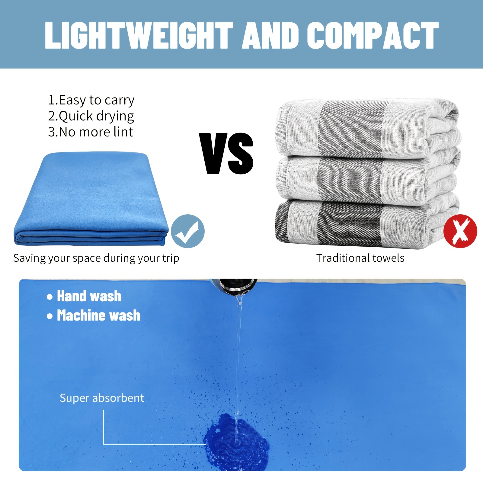 1pc Microfiber Towel With Mesh Bag Quick Drying Absorbent Towels For  Camping Gym Yoga Backpacking Hiking - Sports & Outdoors - Temu