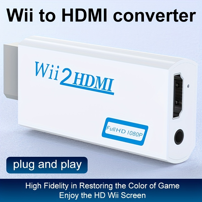  Nuevo adaptador para Wii 2 a HDMI, convertidor de audio de  video negro, compatible con consolas de juegos Nintendo Wii/WiiU, adaptador  de conversión HD 1080P FullHD HDTV + puerto de auriculares