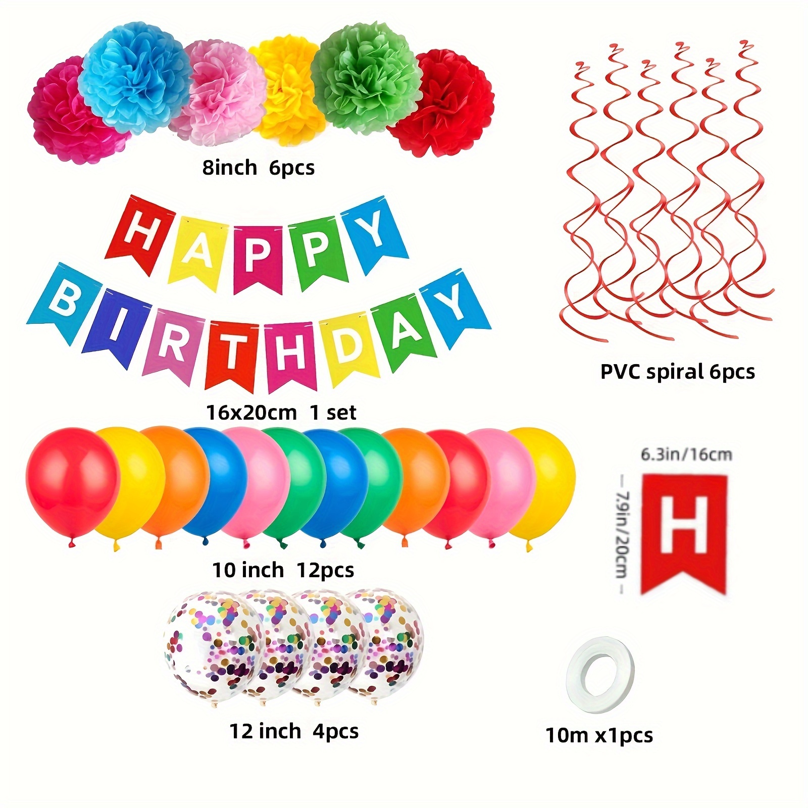 1set Kit Decorazioni Feste Compleanno Colorate Banner Buon - Temu