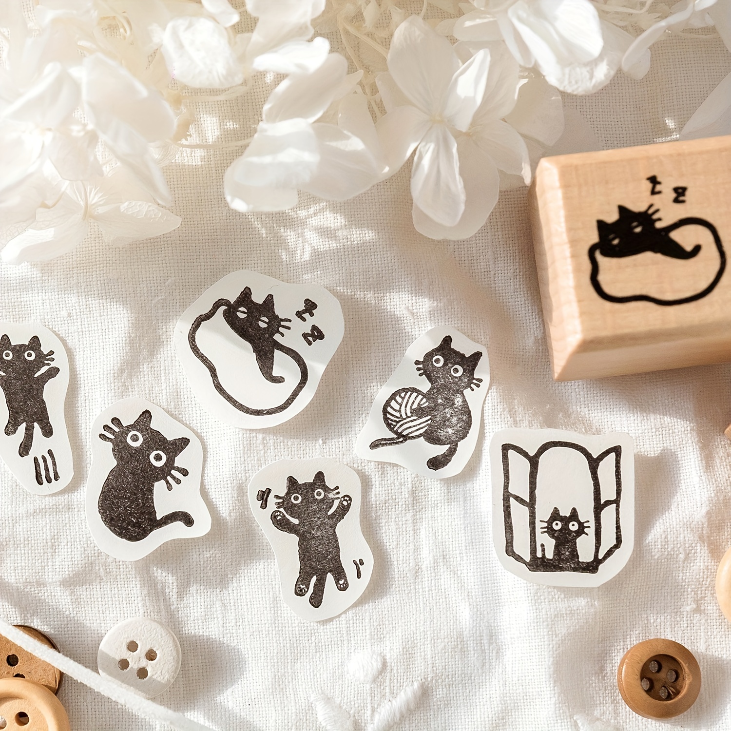 Sleeping Cat Rubber Stamp | Hand Carved Rubber Stamp | Stamping | Cute Cat  Stamp | Scrapbooking Stamp | Cat Print | Handmade Rubber Stamp