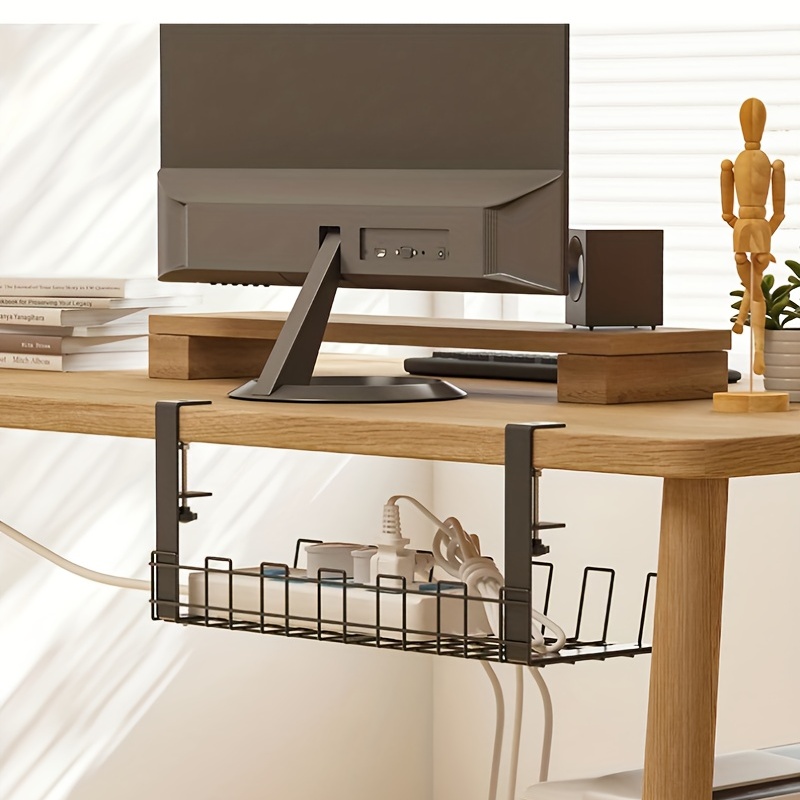 Bandeja de cables para debajo del escritorio, soporte para colgar, tira de  alimentación, estante de almacenamiento para oficina y sala de estar