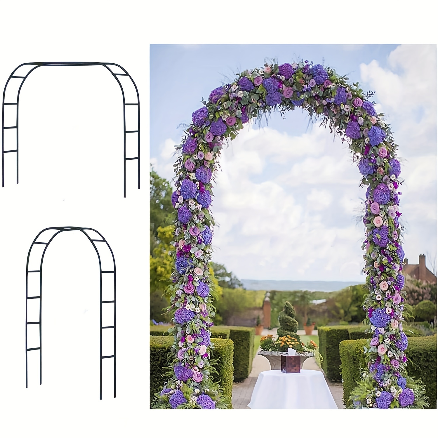 

1pc. Black Metal Balloon Arch Garden Arch Suitable For Flower Balloons Climbing Vines And Plants And Wedding Birthday Adult Party Background Decoration