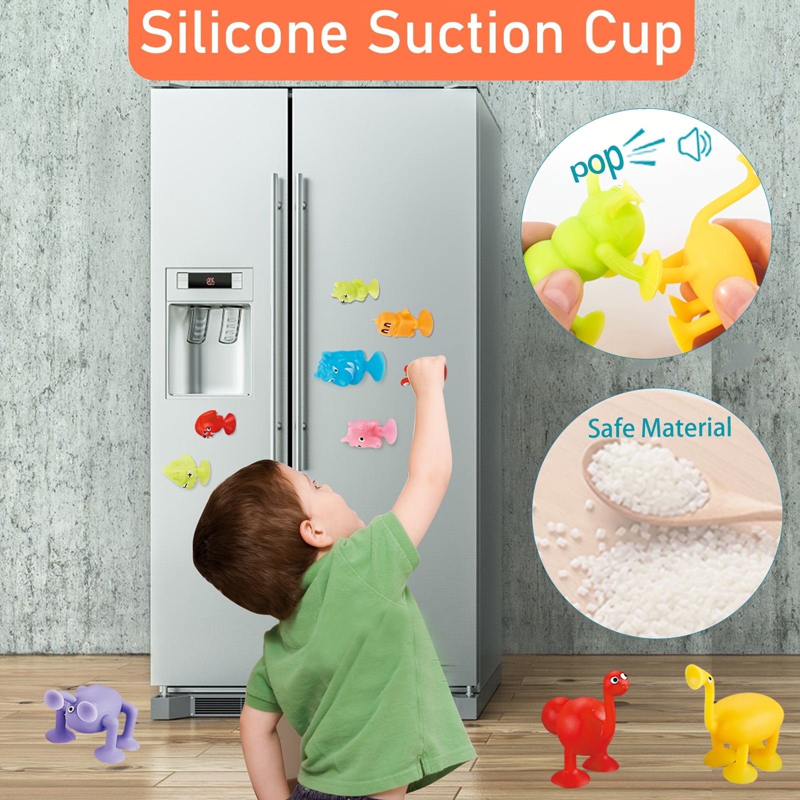 Baby Suction Cup Toys, 9 Pieces Animal Sucker Toys, Soft Silicone