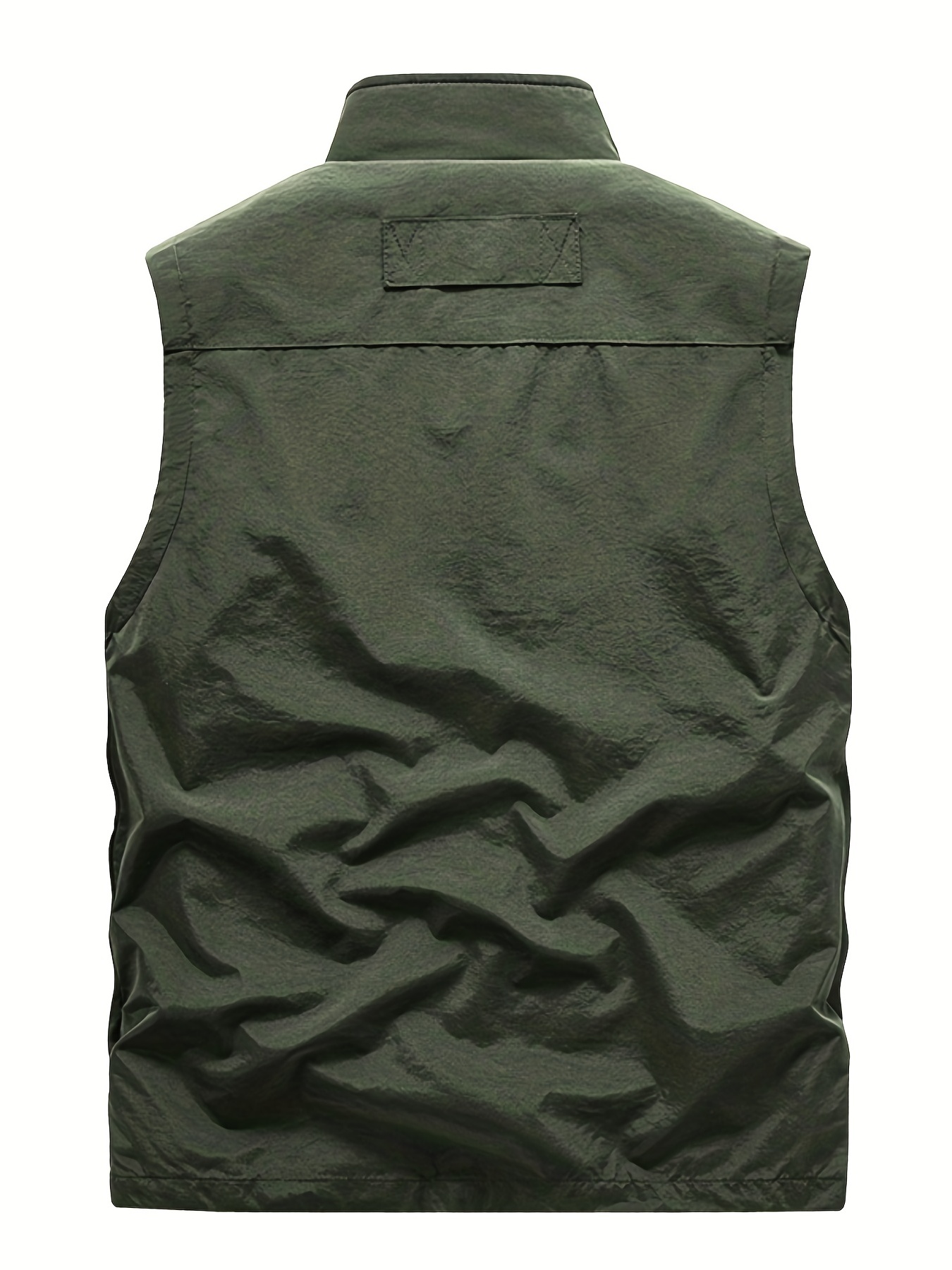 Zipper Pockets Cargo Vest Men's Casual Stand Collar Zip Vest - Temu Canada
