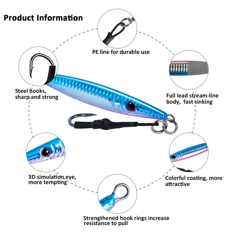 Blue Saltwater Lead Vertical Jigs: Boost Catch Rate - Temu