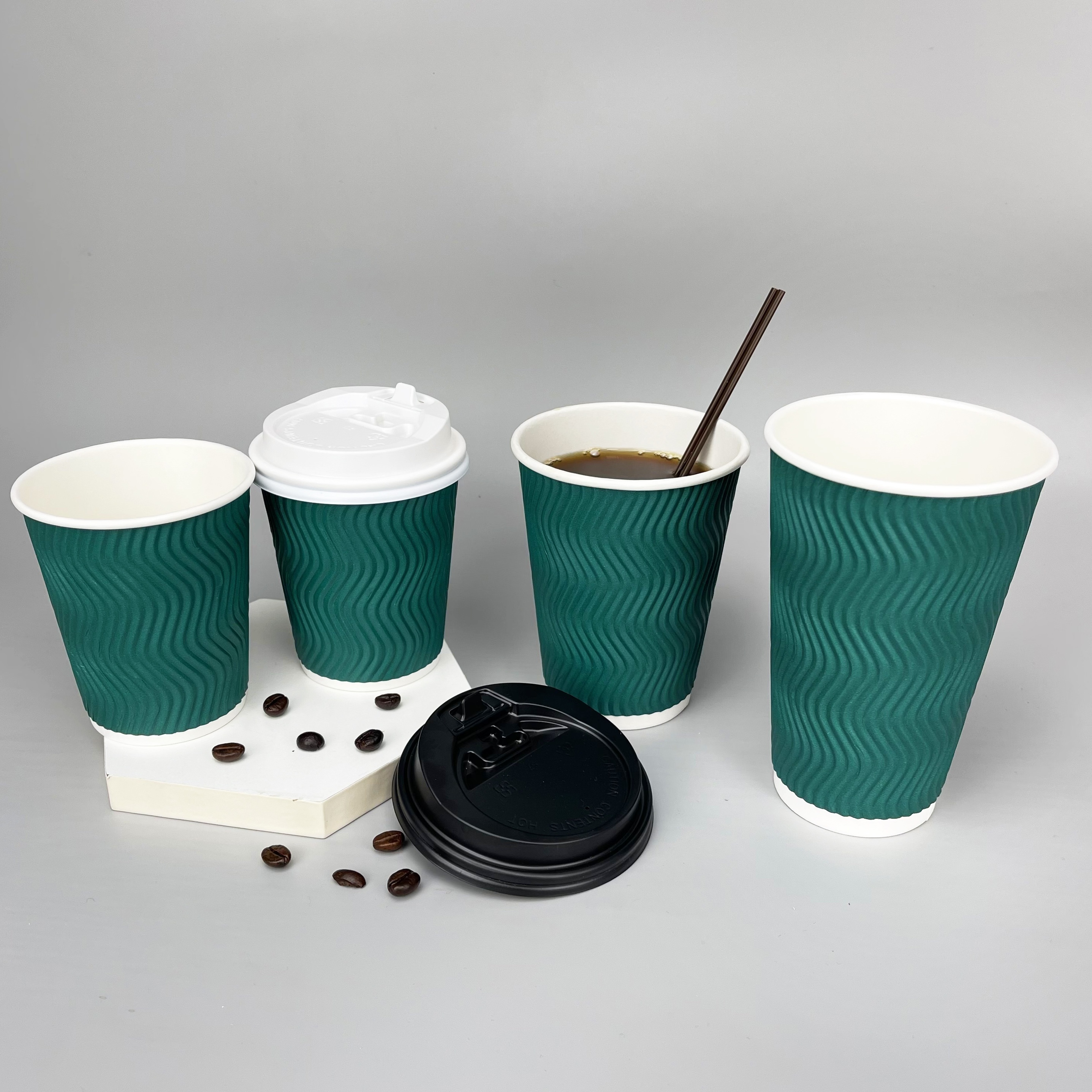 50pcs/lot Disposable Coffee Cup with Cover Milk Tea Paper Cup