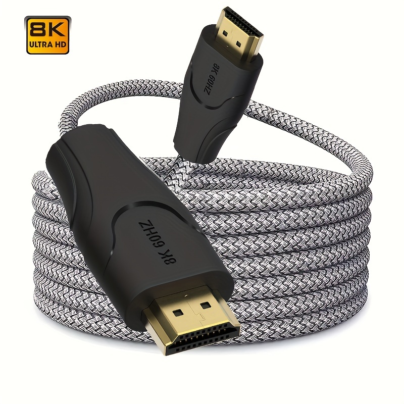 Highwings 8K 10K HDMI 2.1 Cable 48Gbps 6.6FT/2M, Certified High Speed HDMI  Braided Cord-4K@120Hz 8K@60Hz, DTS:X, HDCP 2.2 & 2.3, HDR 10 Compatible  with Roku TV/PS5/HDTV/Blu-ray - Invastor