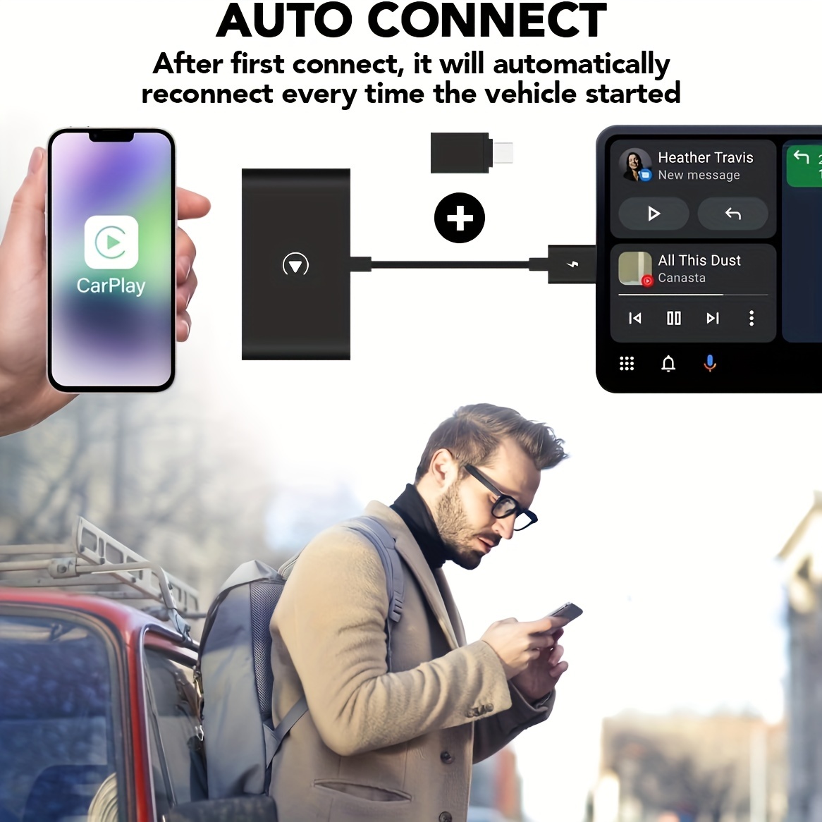 wireless carplay adapter compatible with apple phones 2023 upgraded plug play dongle wired convert for cars from 2015 with factory wired carplay fast and easy use fit for iphone ios 10 details 3