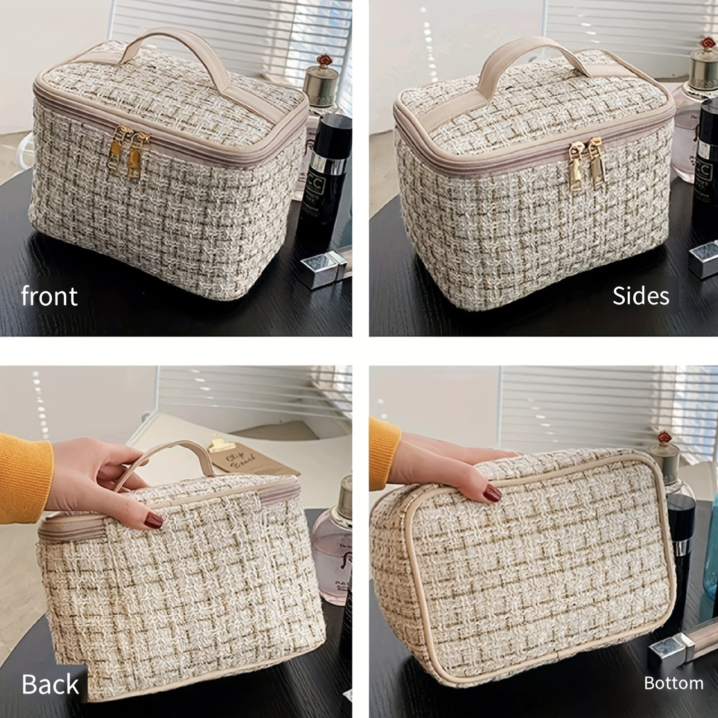 Portable Plaid Pattern Cosmetic Bag, Waterproof Makeup Storage Bag, Travel  Accessories Toiletry Bag - Temu