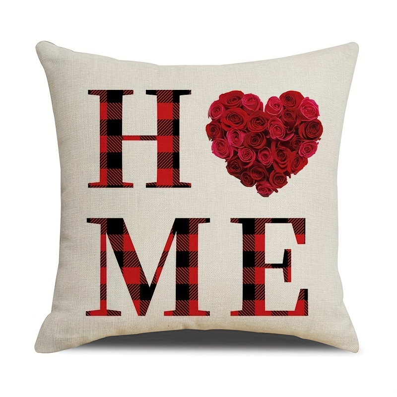 Valentines Day Pillow Covers, Red Buffalo Plaid Check Decor Valentines Day  Gifts Decorative Throw Pillow Covers Farmhouse Linen Cushion Case For Home  Wedding Outdoor Indoor Decor (pillow Insert Not Included) - Temu