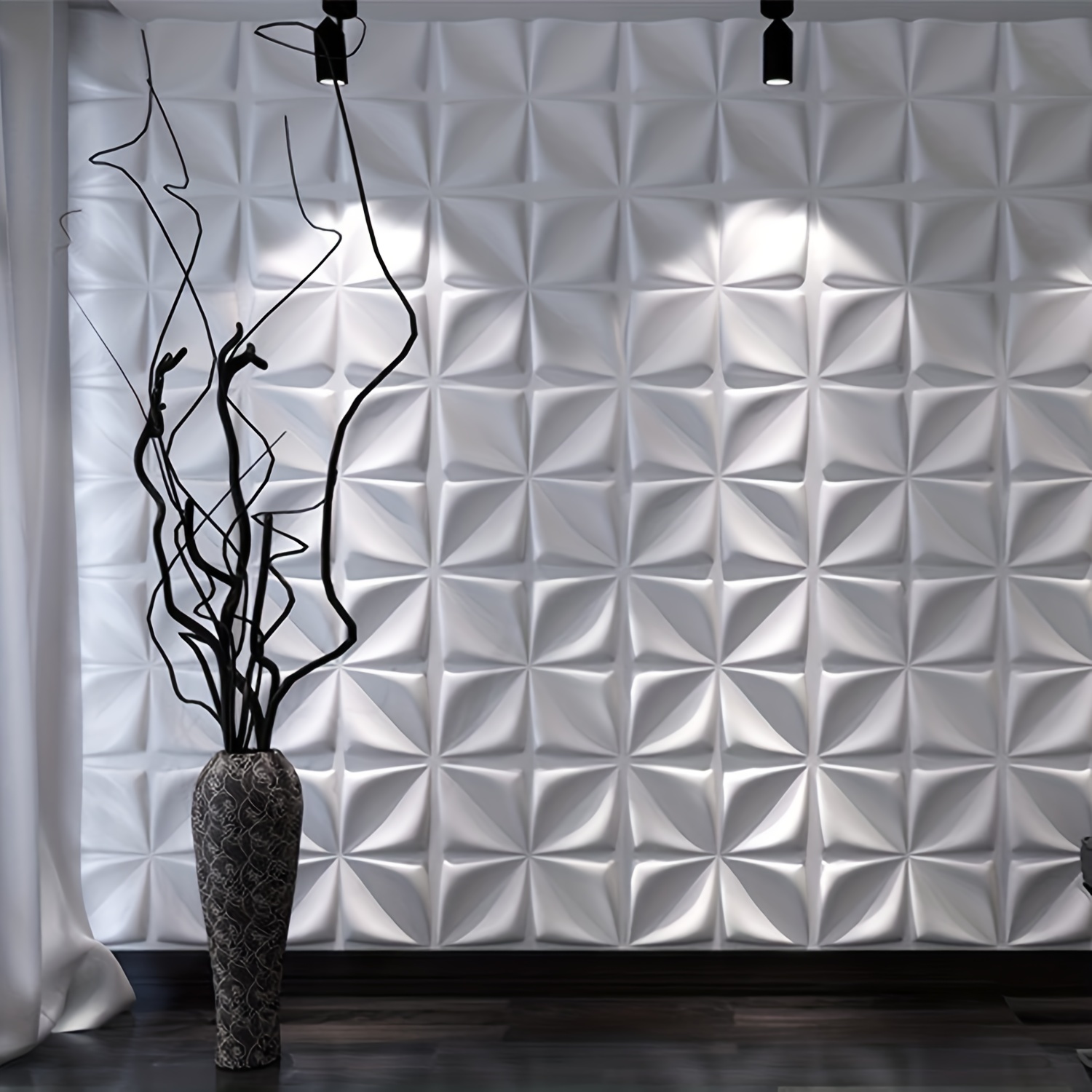 12pcs Transforme Su Hogar Con El Panel De Pared 3D Blanco Mate De Diseño De  Flores De PVC, 32 Pies Cuadrados De Decoración De Pared Interior Para Sala