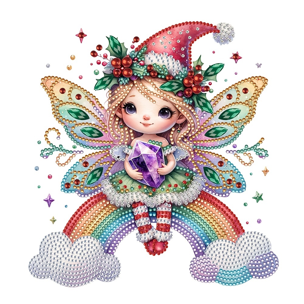 

1pc Christmas Elf Girl Pattern Diamond Painting Kit, Diy 5d Special Shape Crystal Diamond Partial Diamond Painting, Mosaic Handicraft, Suitable For Home Wall Decoration Art Without Frame