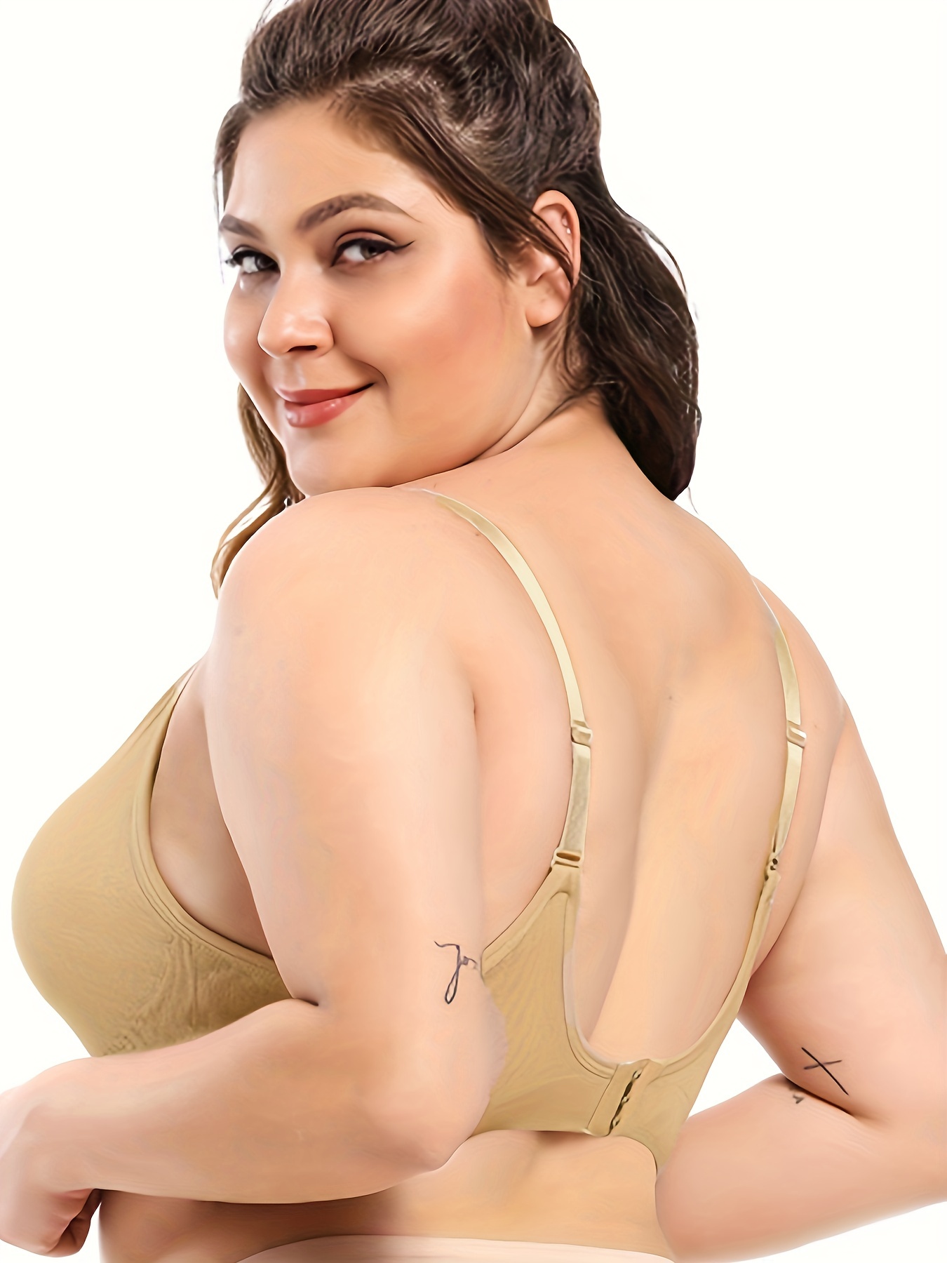 MABEK Bras Plus Size Bra 36-46 Sexy Push Up Bras Front Closure Solid Color  Brassiere Wireless Bralette Breast Seamless Underwear for Women (Color :  Beige, Size : 3.5 UK) : : Fashion