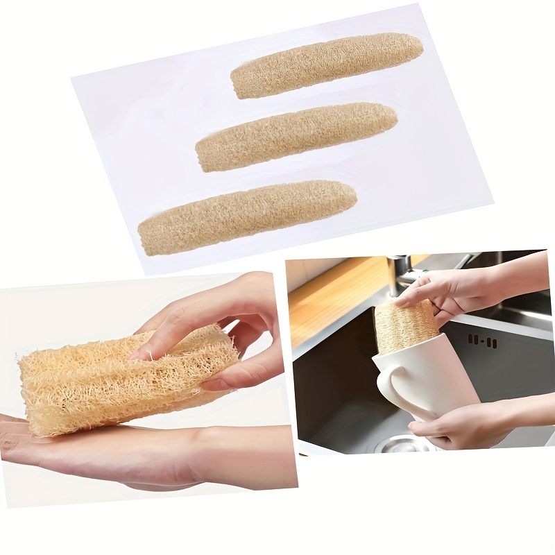 1/3pcs, Natural Loofah Brush, Pot Brush, Bowl Wash, Bath Scrubbing Absorbent Cleaning, Old Loofah Core Dishwashing Cloth, Non-stick Oil Wiping Cloth, Cleaning Supplies, Cleaning Tool, Kitchen Utensils, Apartment Essentials, College Dorm Essentials