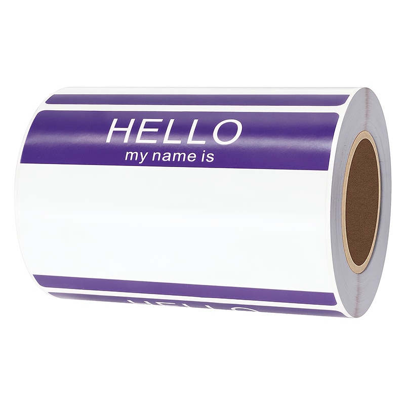 

1 Roll 200 Sheets 89x60mm Purple Hello Adhesive Label Sticker Roll 40mm Tube Core, Copper Paper Material, 89x60mm Specification Label, Universal Style