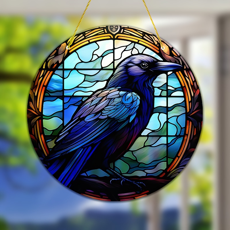 Bird Stained Glass Suncatcher, Multicolor Birds on Branch Sun Catchers  Indoor Window, Stain Glass Window Hanging