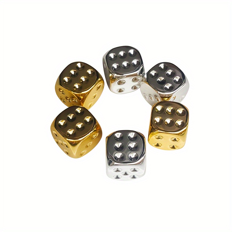 

6pcs Golden And Silvery Dices, Family Party Entertainment Game Dices