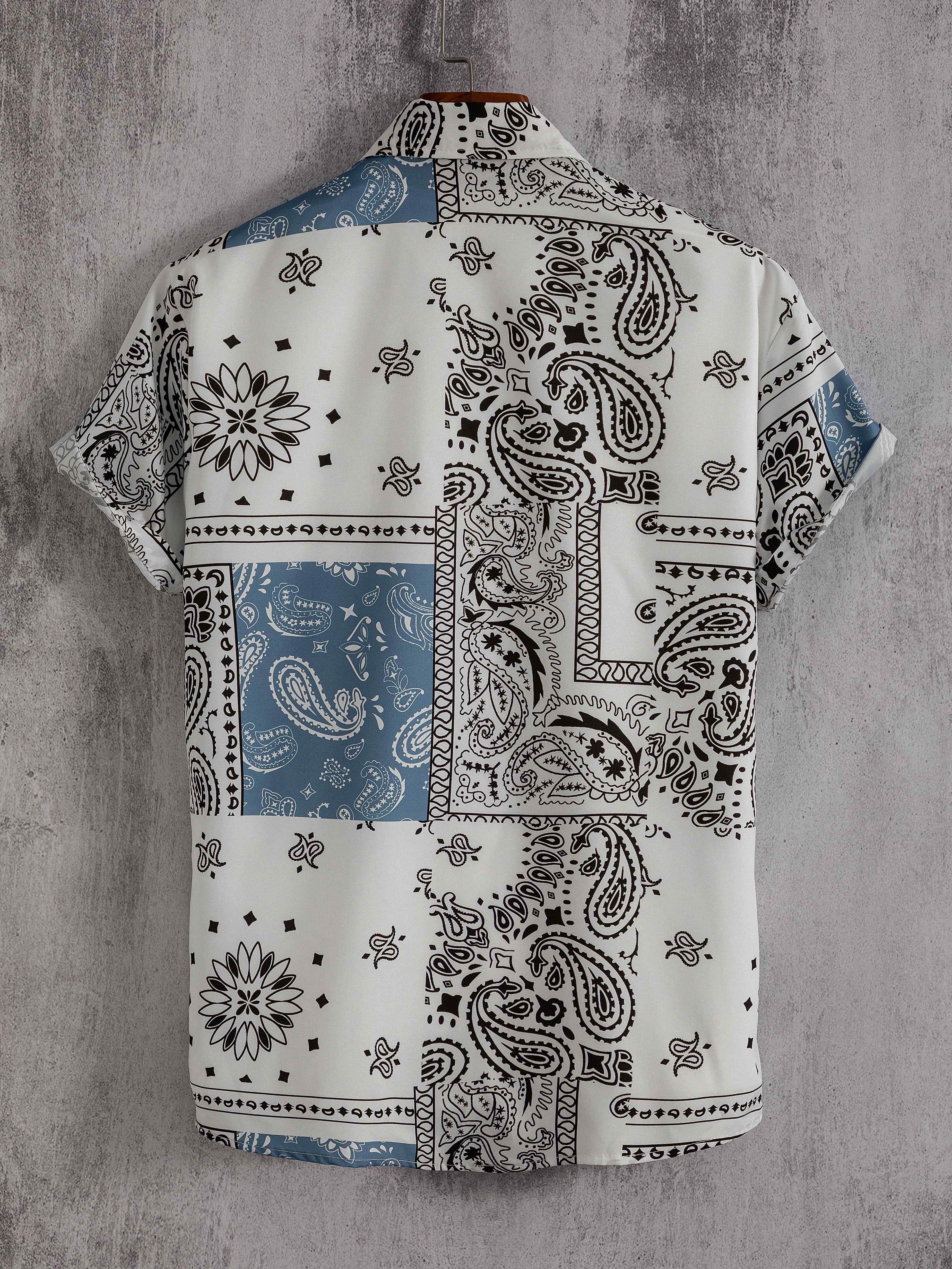 Short Sleeve Revere Oversized Bandana Shirt