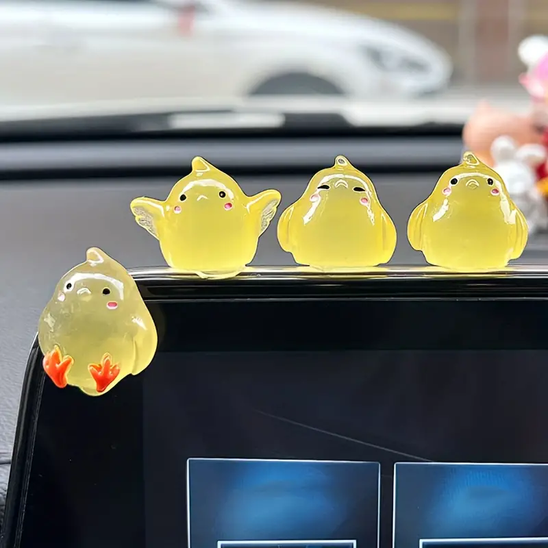 3d Luminous Yellow Chicken Car Decoration Car Rearview - Temu