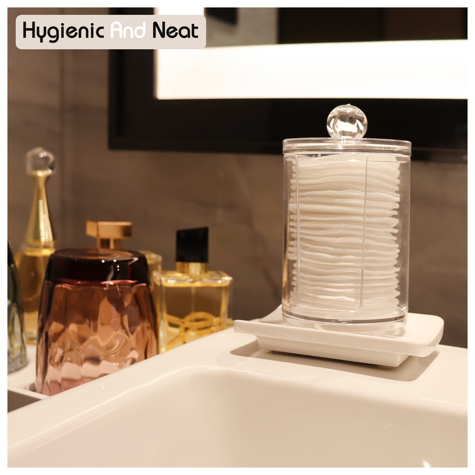 Makeup Pads Storage Rack Acrylic Holder Container with Lid