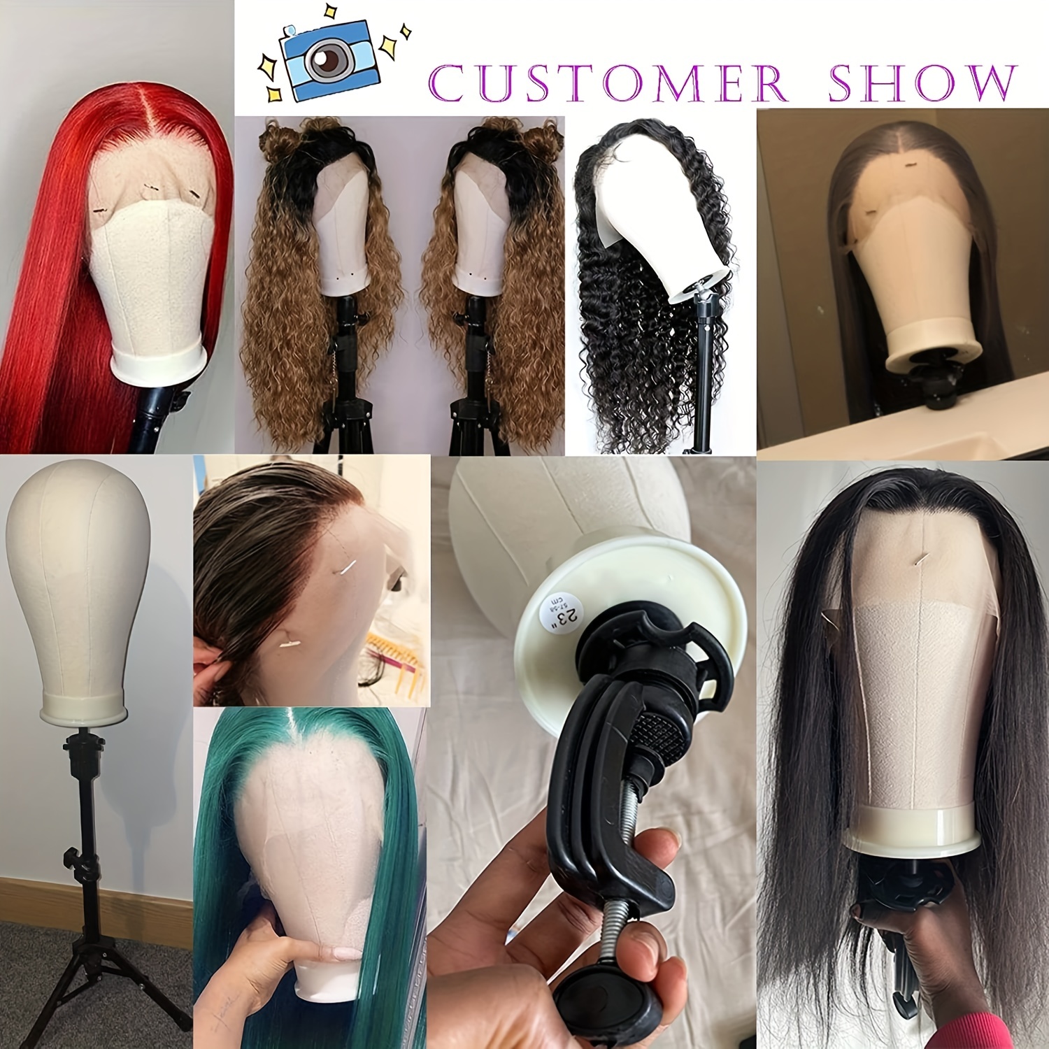 Multifunction Three Holders Wig Stand Wig Tripod Wig Mannequin Head Stand  For Canvas Block Mannequin Head / Training Doll Head And 22inch 23inch  24inch Canvas Wig Head Mannequin Can Be Choose - - Temu