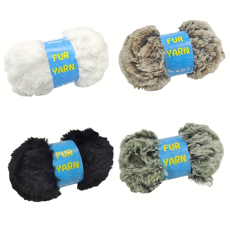 6 Rolls Fluffy Yarn Crochet Knitting Soft Faux Fur DIY Fancy Craft Scarf  Hat Cap