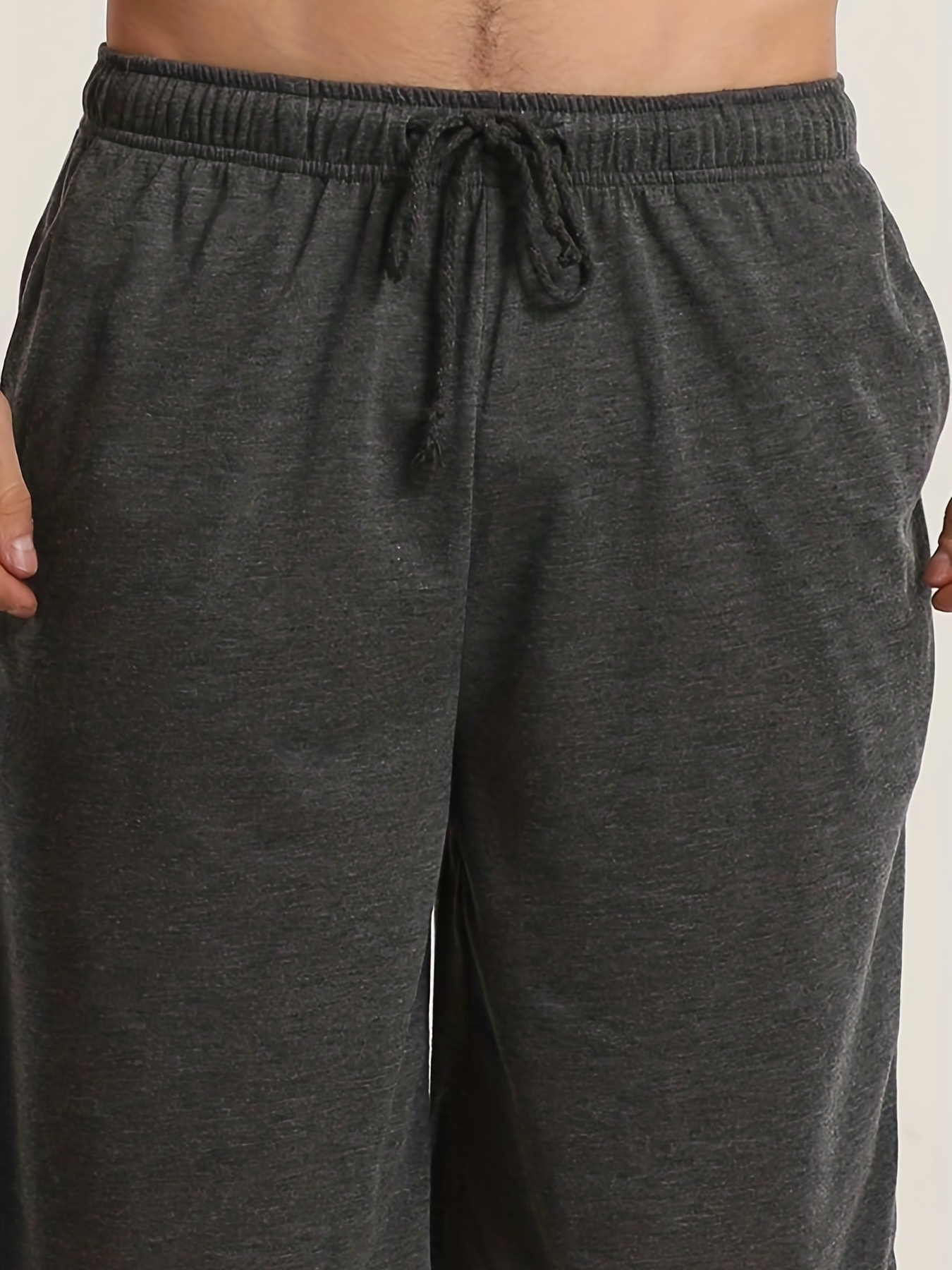  Pantalones de dormir largos para hombre con bolsillos,  pantalones de pijama suaves con cordón de ajuste S-3XL (2 unidades), color  negro 02, M : Ropa, Zapatos y Joyería