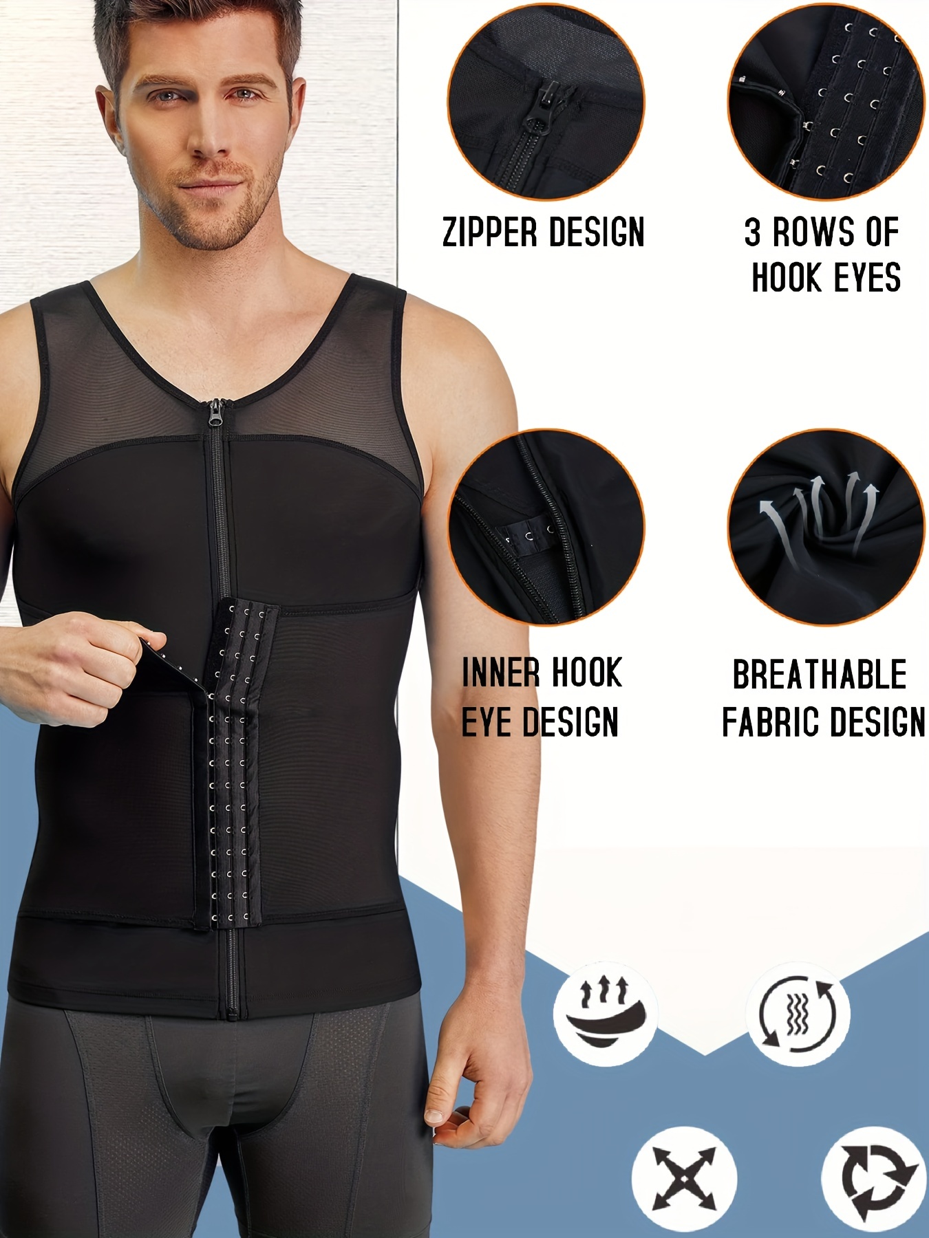 JUNLAN Body Shaper Compression Shirts For Men Tummy Control Shapewear Tank  Top