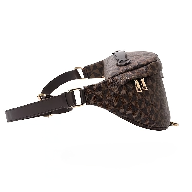 Geometric Print Waist Bag, Classic Style Crossbody Bag, Trendy Pu