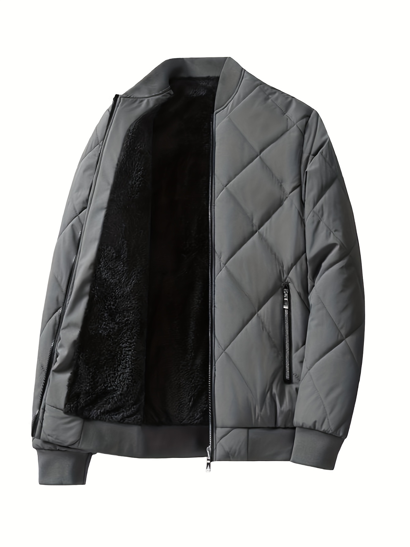 Chic Lightweight Winter Quilted Jacket Men's Casual Baseball - Temu