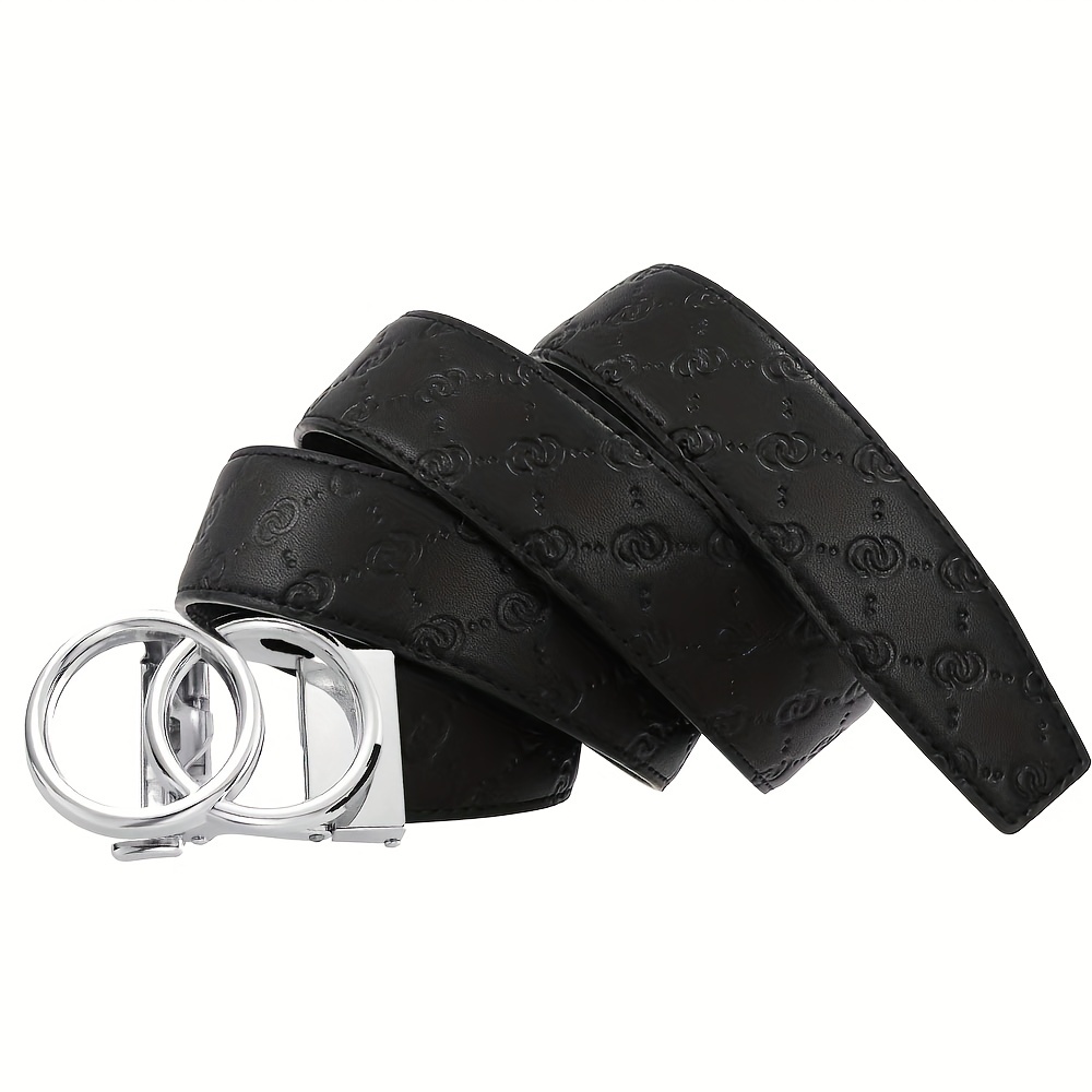 Men's Leather Belt Ratchet Buckle Adjustable Business Strap