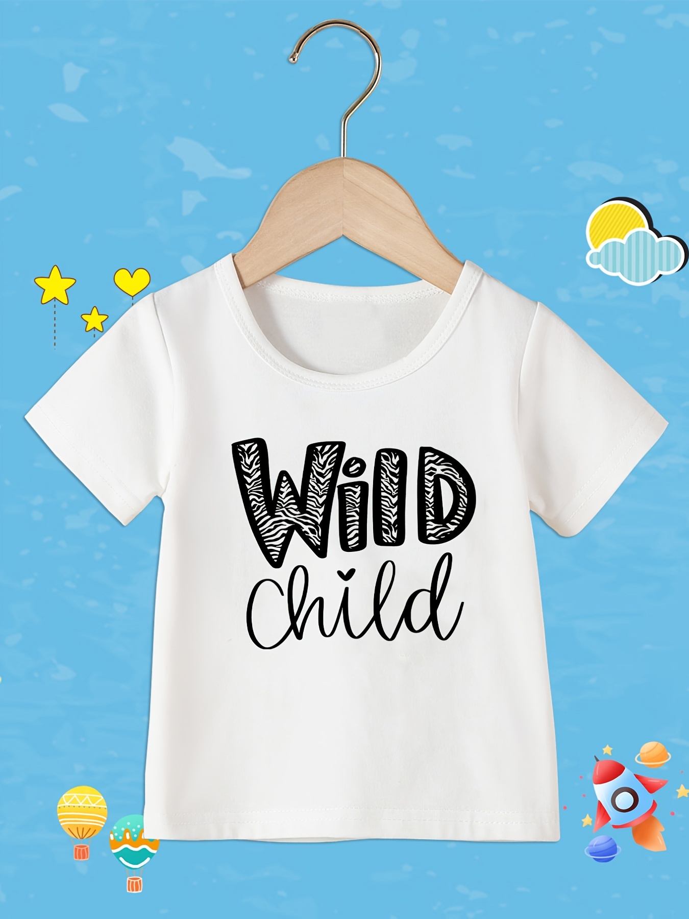 Girls' T shirt ''wild Child'' Leopard Print Short Sleeve - Temu