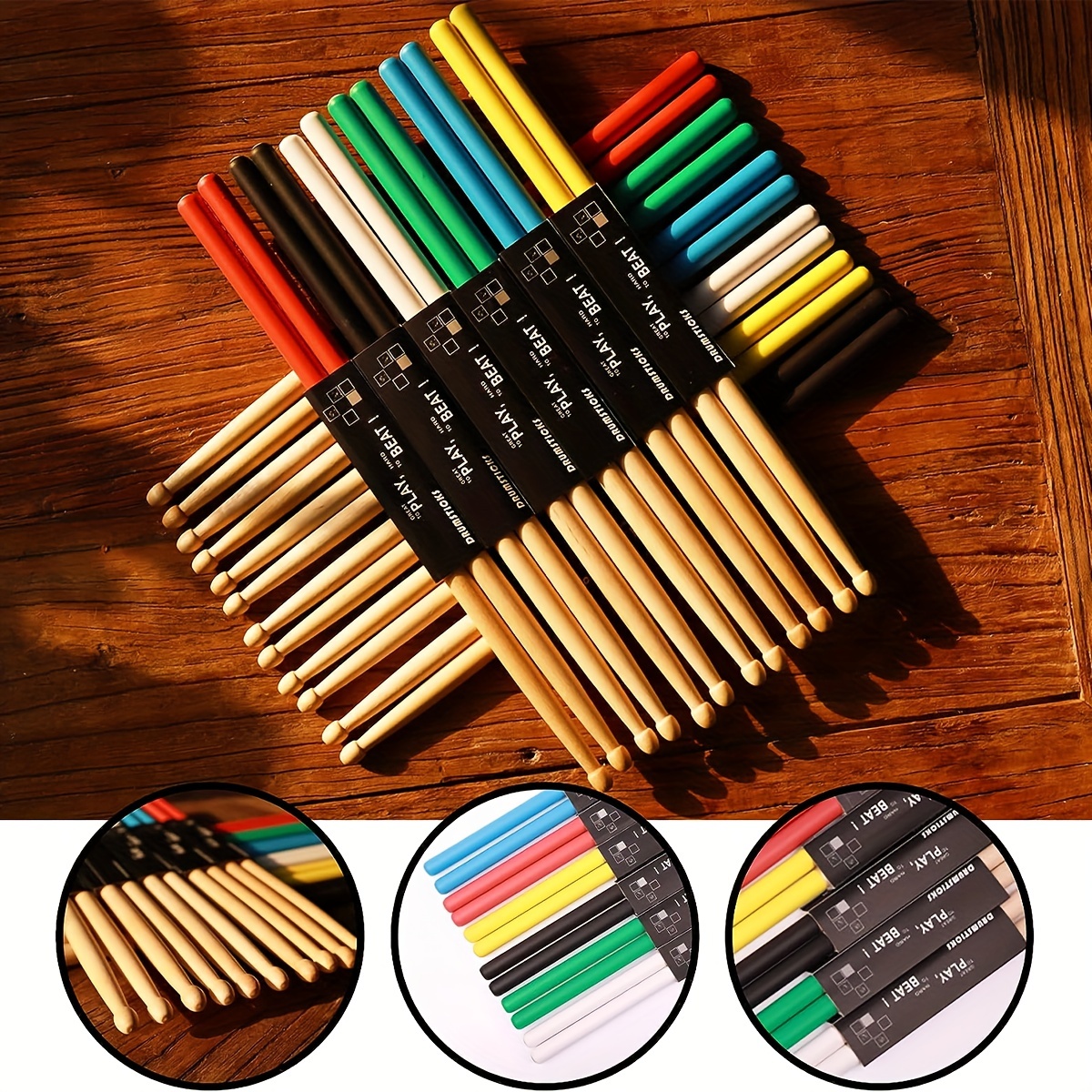Baquetas 5A con punta de madera (1 par de arce) : Instrumentos Musicales 