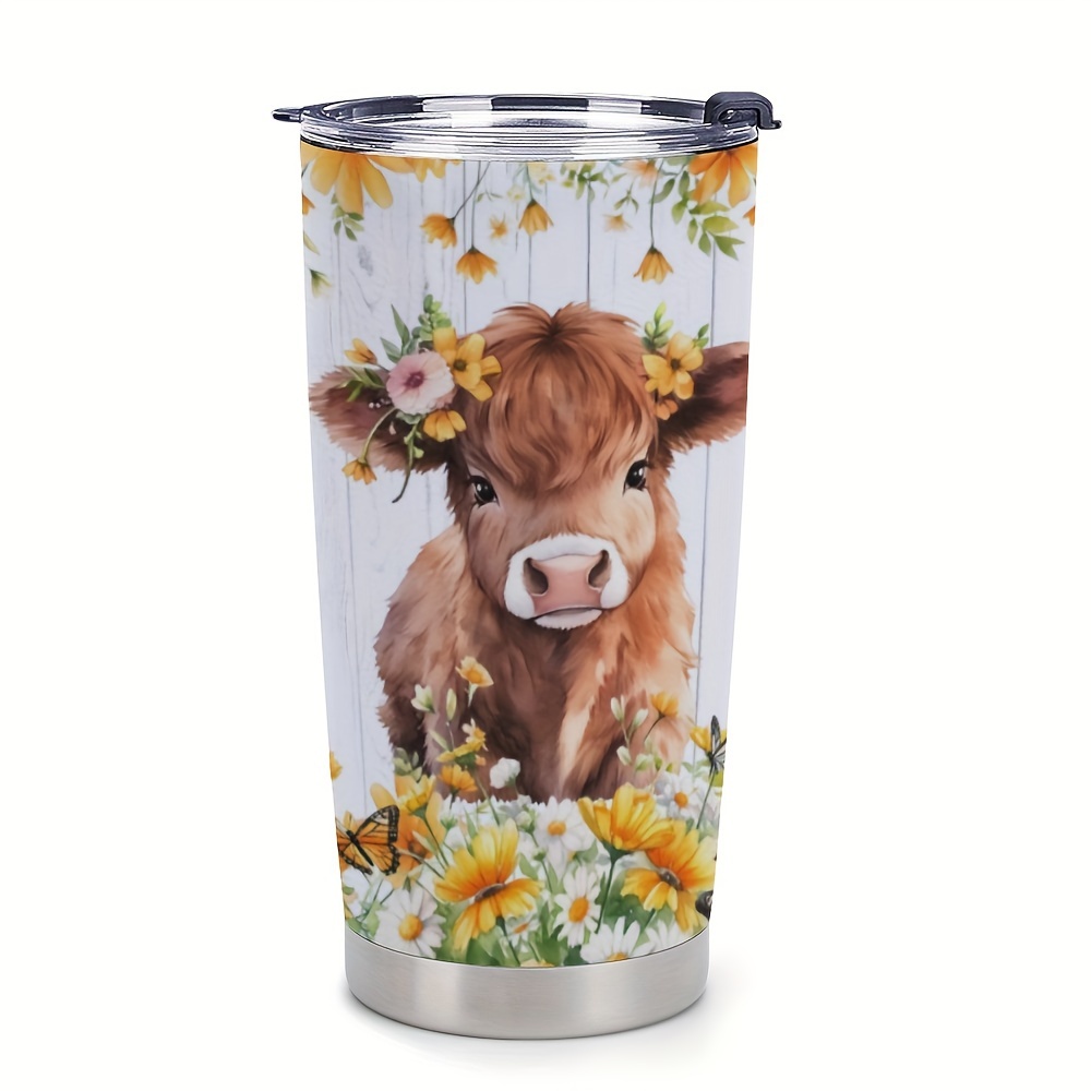 Highland Cow Valentine Tumbler. Happy Valentines Day Tumbler