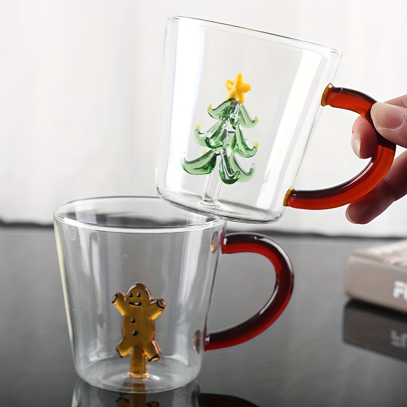 Set of Six 6 Mismatched Glass Hot Toddy Glasses Christmas Themed Irish  Coffee Glasses Glass Coffee Mug Footed Glass Mug With Handle 