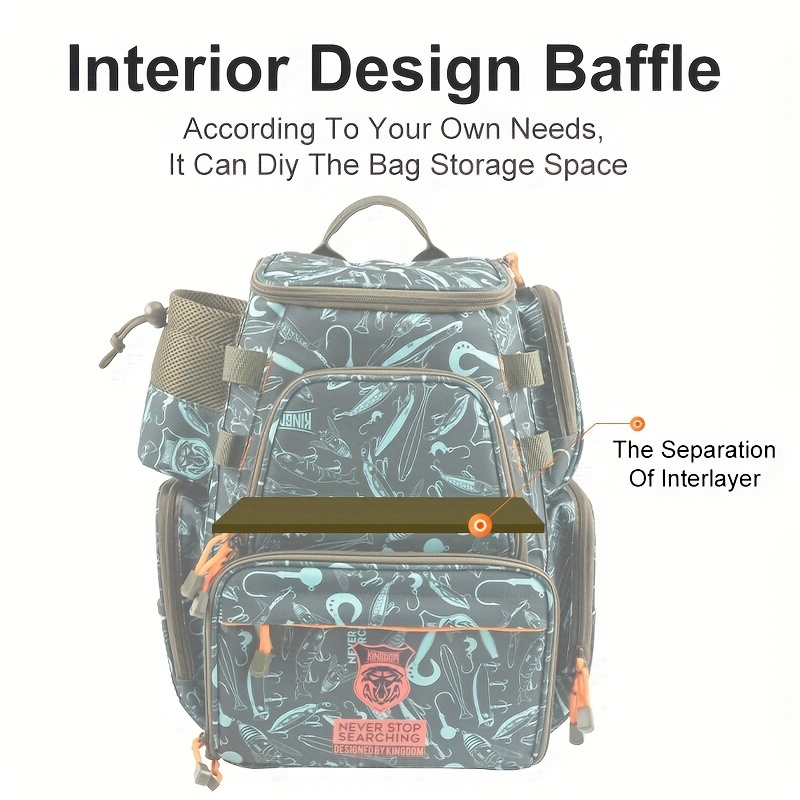  Recon Rolling Fishing Backpack, Tackle Box Storage Bag -  Non-Corrosive Fishing Tackle Bag